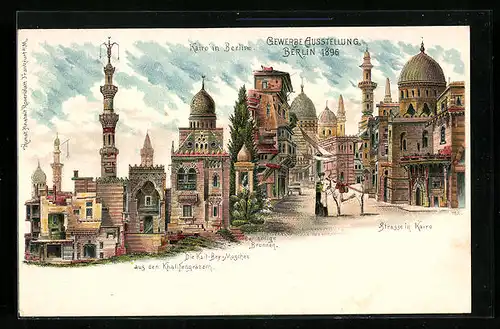 Lithographie Berlin, Gewerbe-Ausstellung 1896, Kairo in Berlin