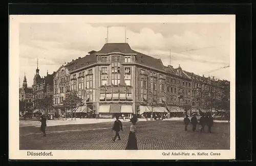 AK Düsseldorf, Graf Adolf-Platz mit Kaffee Corso