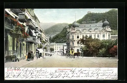 AK Bad Ems, Bahnhofstrasse mit Hotel Guttenberg
