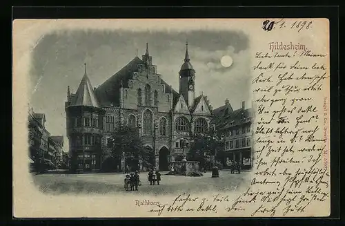 Mondschein-AK Hildesheim, Partie am Rathaus