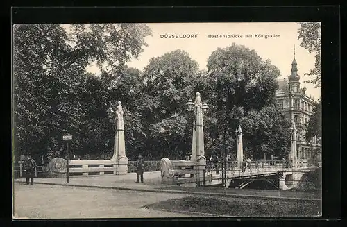 AK Düsseldorf, Bastionsbrücke mit Königsallee