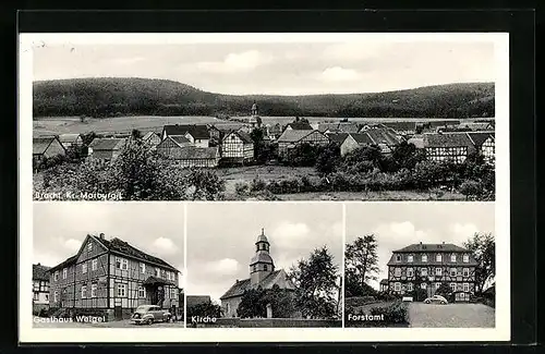 AK Bracht, Ortsansicht, Gasthaus Weigel, Kirche, Forstamt