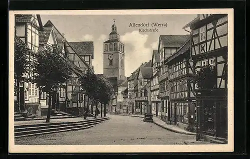 AK Allendorf /Werra, Kirchstrasse mit Fachwerkhäusern