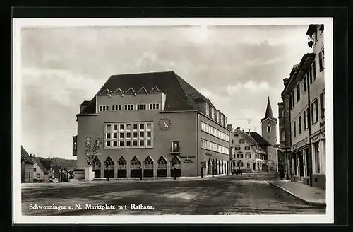 AK Schwenningen a. N., Marktplatz mit Rathaus
