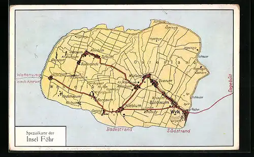 AK Wyk, Spezialkarte der Insel Föhr
