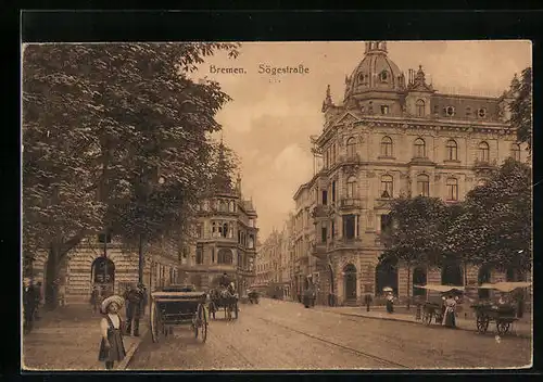 AK Bremen, Sögestrasse mit Passanten