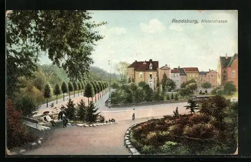 AK Rendsburg, Kielerstrasse mit Kindern