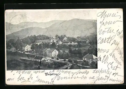 AK Wesserling, Ortsansicht aus der Vogelschau