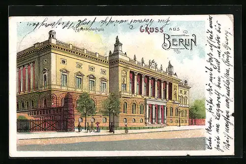 Lithographie Berlin, Abgeordnetenhaus mit Prinz-Albrecht-Strasse