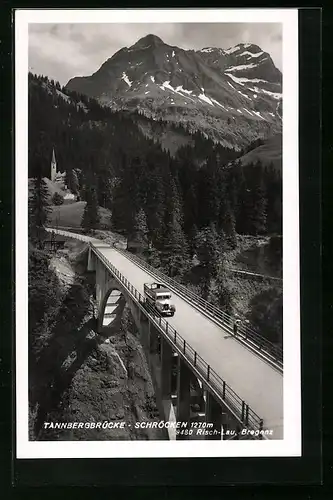 AK Schröcken, Bus auf der Tannbergbrücke