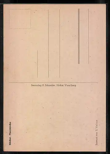 Künstler-AK Höchst, Darstellung der Pfarrkirche