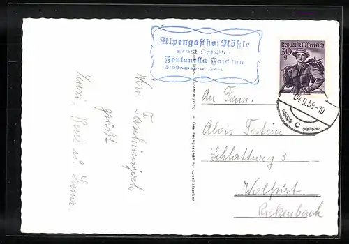 AK Faschina /Grosswalsertal, Hotel Faschina mit Damülser Mittagspitze