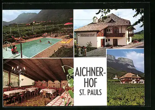 AK St. Pauls /Eppan, Garni Aichnerhof, Innenansicht, Schwimmbecken