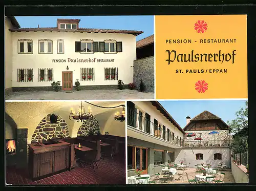 AK St. Pauls /Eppan, Pension-Restaurant Paulsnerhof, Innenansicht, Terrasse