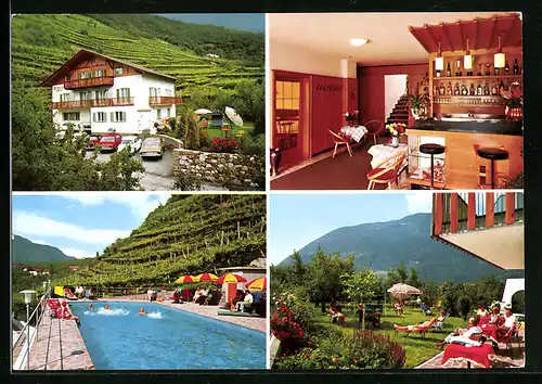 AK Algund bei Meran, Pension Flora, Mitterplars 41, Innenansicht, Schwimmbecken