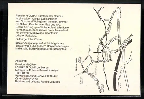 AK Algund bei Meran, Pension Flora, Mitterplars 41, Innenansicht, Schwimmbecken