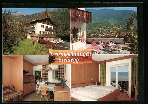 AK Algund bei Meran, Pension Steinegg, Mitterplars 42, Innenansicht, Schwimmbecken