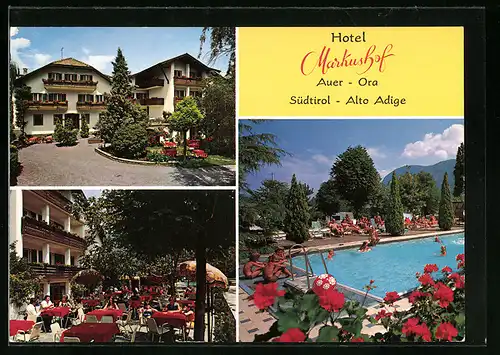 AK Auer /Bozen, Hotel Markushof, Terrasse, Schwimmbad