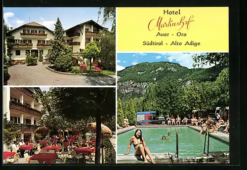 AK Auer /Bozen, Hotel Markushof, Terrasse, Schwimmbecken