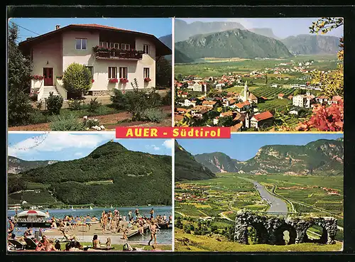 AK Auer, Pension Familie Niederegger, Schwimmbad, Panorama
