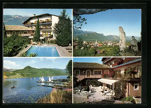 AK Auer, Hotel Pension Gallmetzen, Terrasse, Schwimmbad, Uferpartie