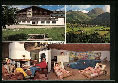 AK Meransen bei Mühlbach, Hotel Holzerhof mit Schwimmbad, Ortsansicht