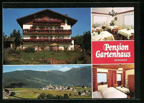 AK Meransen bei Mühlbach, Pension Gartenhaus, Ortsansicht