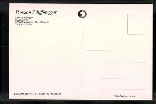 AK Meransen bei Mühlbach, Pension Schifferegger und Ortsansicht