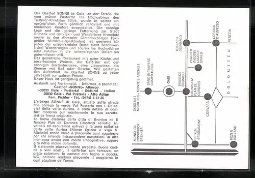 AK Gais, Ansicht des Gasthofes Sonne