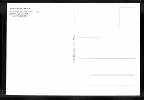 AK Naturns, Gasthaus Panorama im Sonnenschein