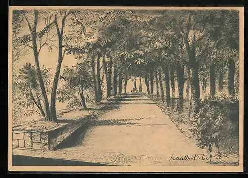 Künstler-AK Mainz, Blick zum St. Stephan