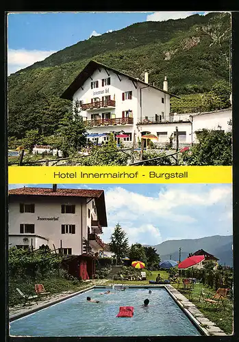 AK Burgstall, Hotel Innermairhof mit Schwimmbecken
