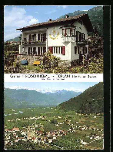 AK Terlan b. Bozen, Ortsansicht mit Garni Rosenheim