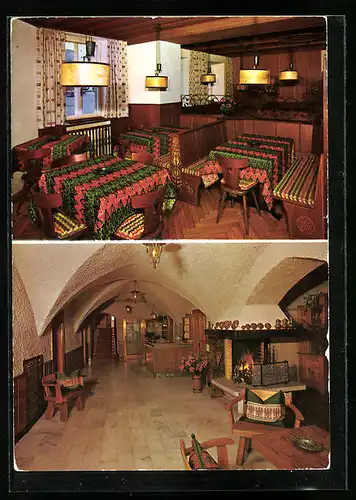 AK Villabassa, Hotel Adler mit Speisesaal