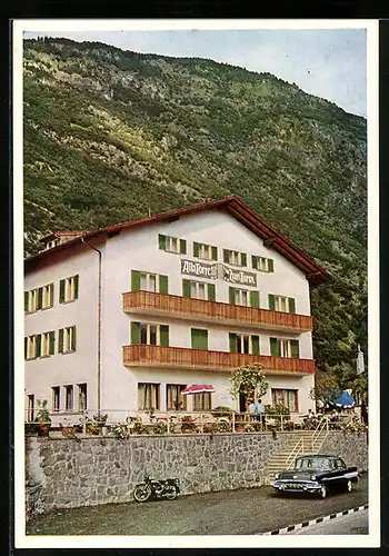 AK Gargazon b. Meran, Gasthof zum Turm mit Auto