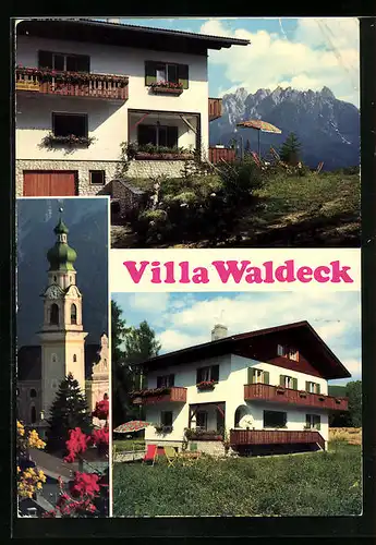 AK Toblach, Ortsansicht mit Hotel Villa Waldeck