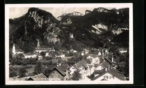 AK Hohenems, Ortsansicht aus der Vogelschau