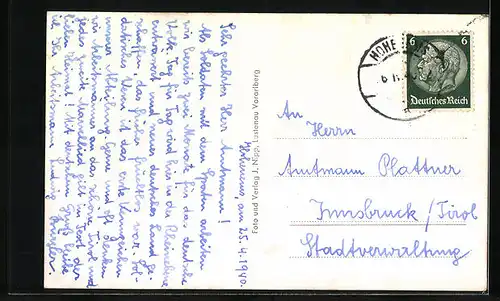 AK Hohenems, Ortsansicht aus der Vogelschau