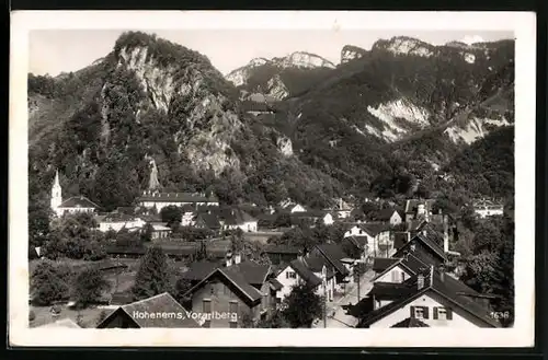 AK Hohenems, Totalansicht mit Bergpanorama