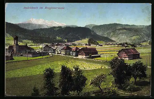 AK Andelsbuch i. Breg. Wald, Gesamtansicht mit Kirche