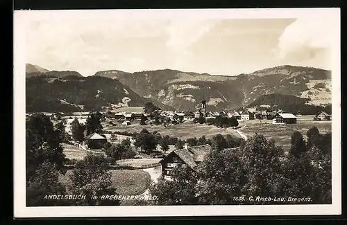 AK Andelsbuch i. Breg. Wald, Gesamtansicht mit Kirche