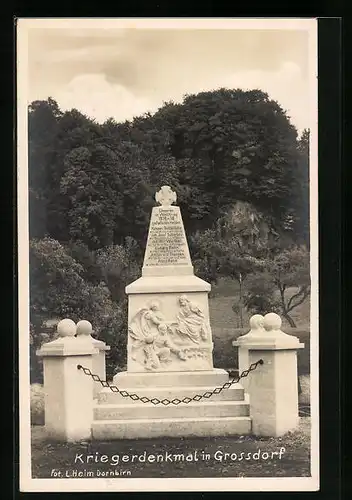 AK Grossdorf, Ansicht des Kriegerdenkmals
