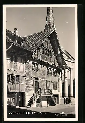 AK Dornbirn, Rotes Haus in der Stassenansicht