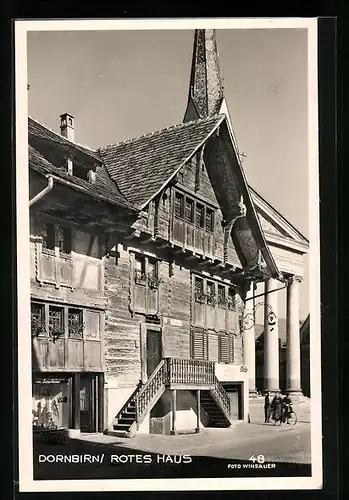 AK Dornbirn, Rotes Haus im Sonnenlicht