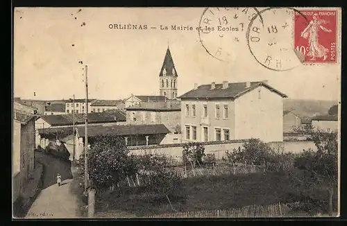 AK Orliénas, La Mairie et les Ecoles