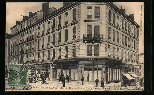 AK Villefranche-sur-Saone, Rue de Thizy et Rue Nationale - Grand Café du Helder