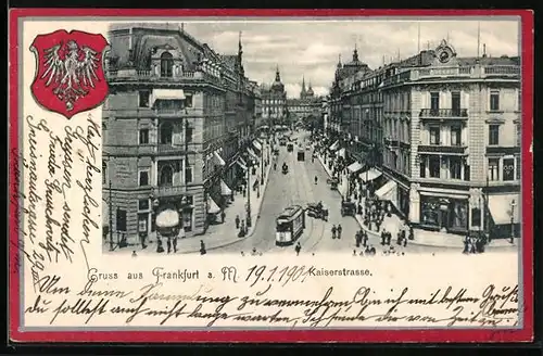 AK Frankfurt a. M., Strassenbahn in der Kaiserstrasse