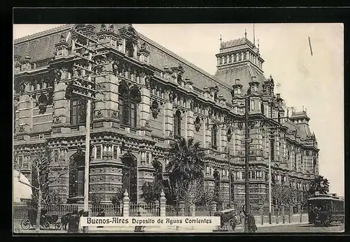 AK Buenos-Aires, Deposito de Aguas Corrientes, Strassenbahn