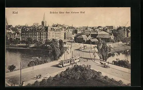 AK Kiel, Brücke über den kleinen Kiel mit Strassenbahn