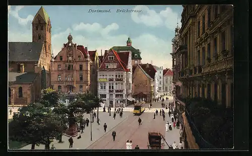AK Dortmund, Brückstrasse mit Strassenbahn